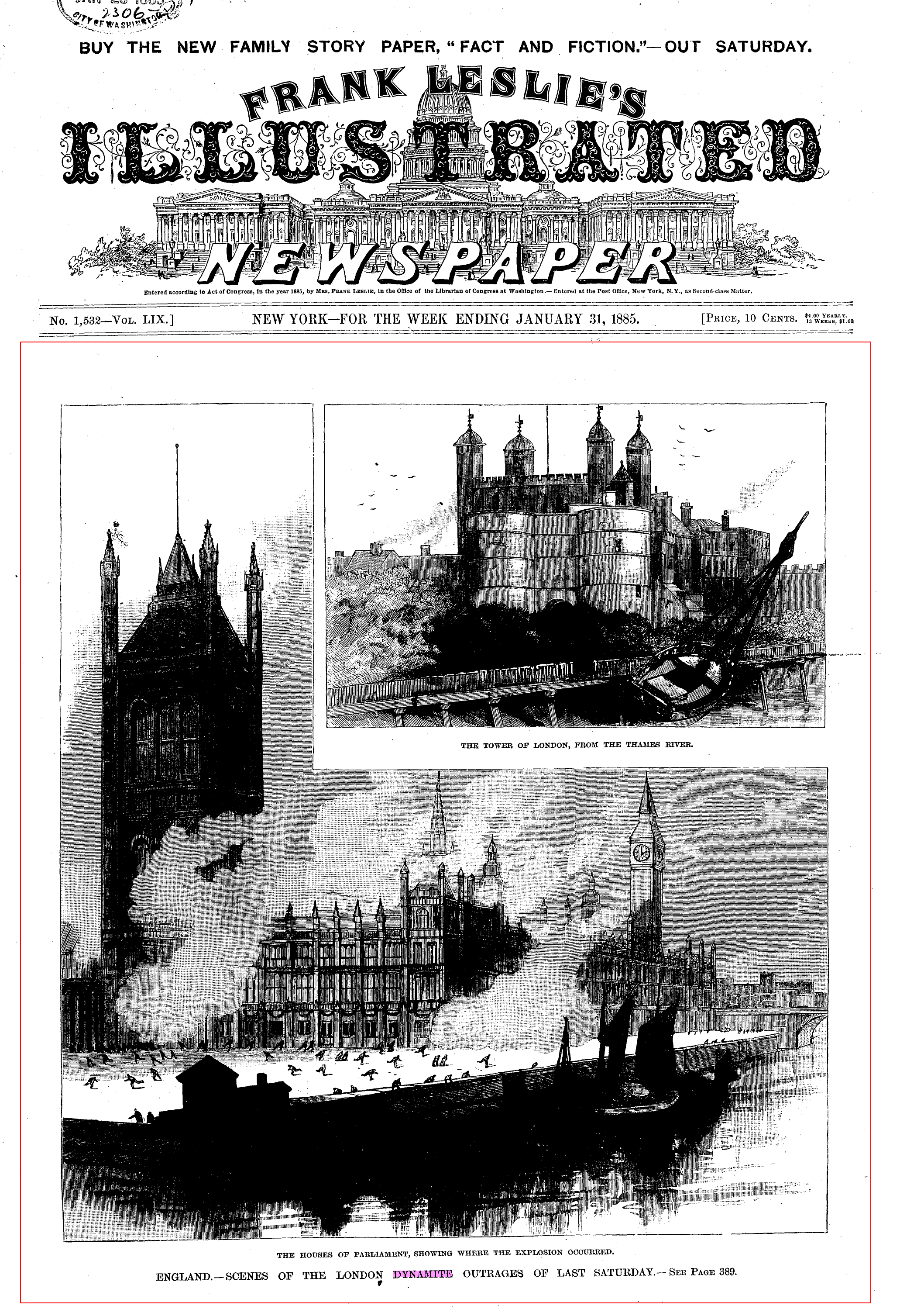 lustrated Newspaper, (New York, NY) Saturday, January 31, 1885_ Issue  1,532_ col A England.—Scenes of the London Dynamite Outrages of Last  Saturday copy | The Irish Story