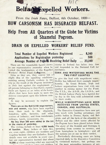 6 A poster advertising the Belfast Expelled Workers relief fund – The ...